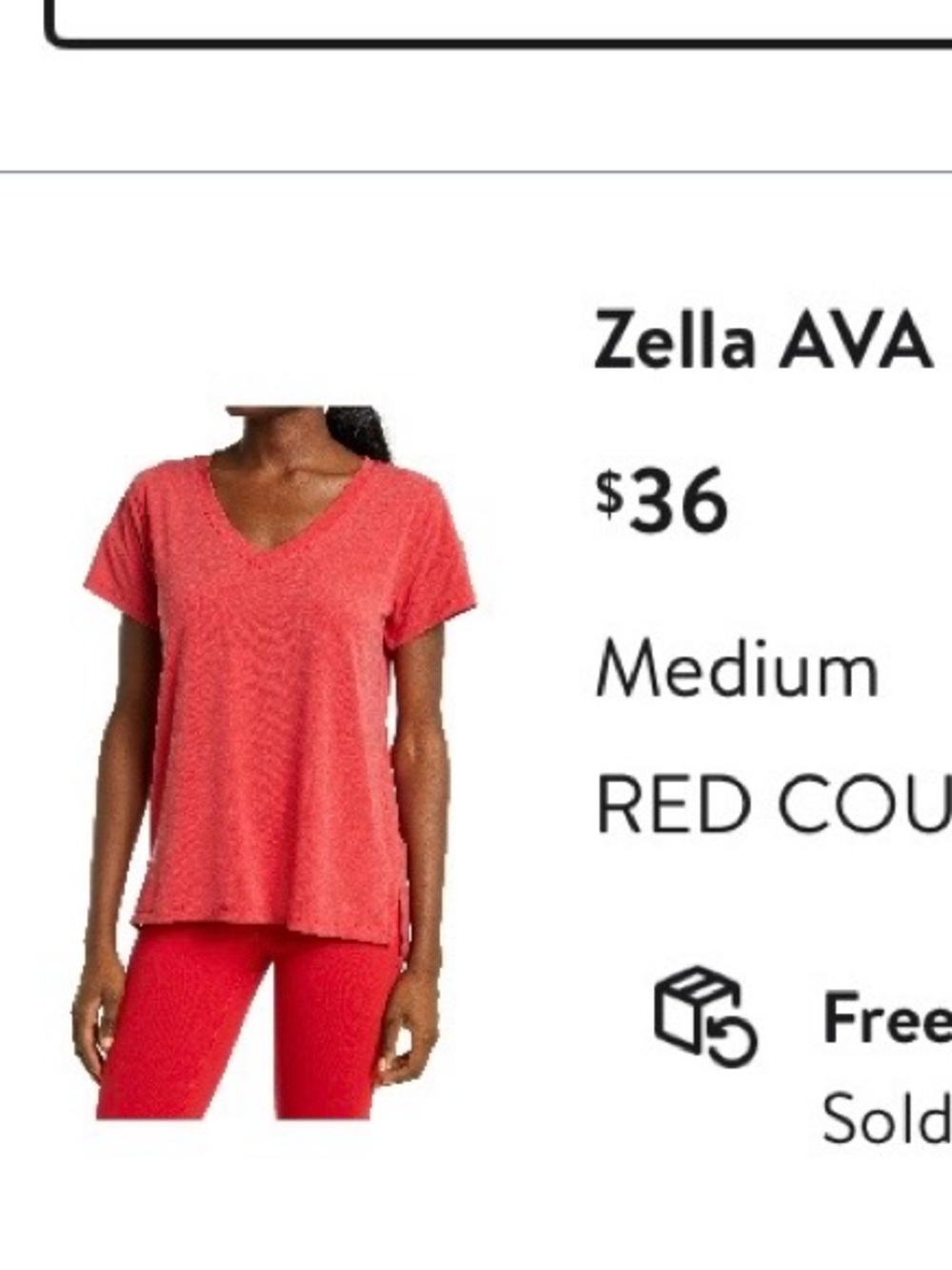 Zella Women's V-Neck Short Sleeve Tee - Bright Red